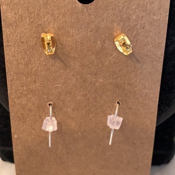 💐5/25 2 pair earrings faux marble disc stud - Picture 2 of 5